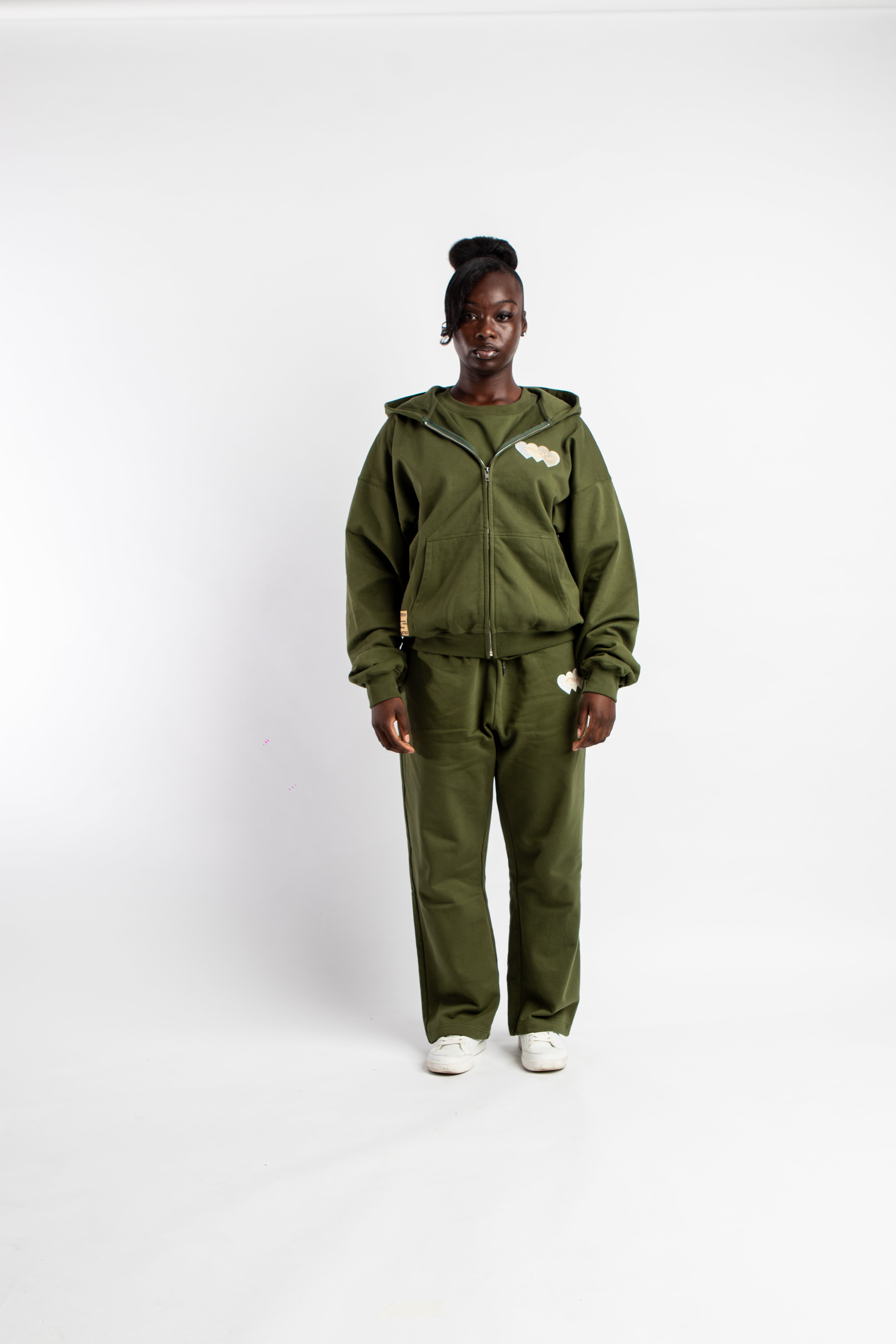 Corinth Love Code Khaki Green Oversized Zipped hoodie - Setted Apart