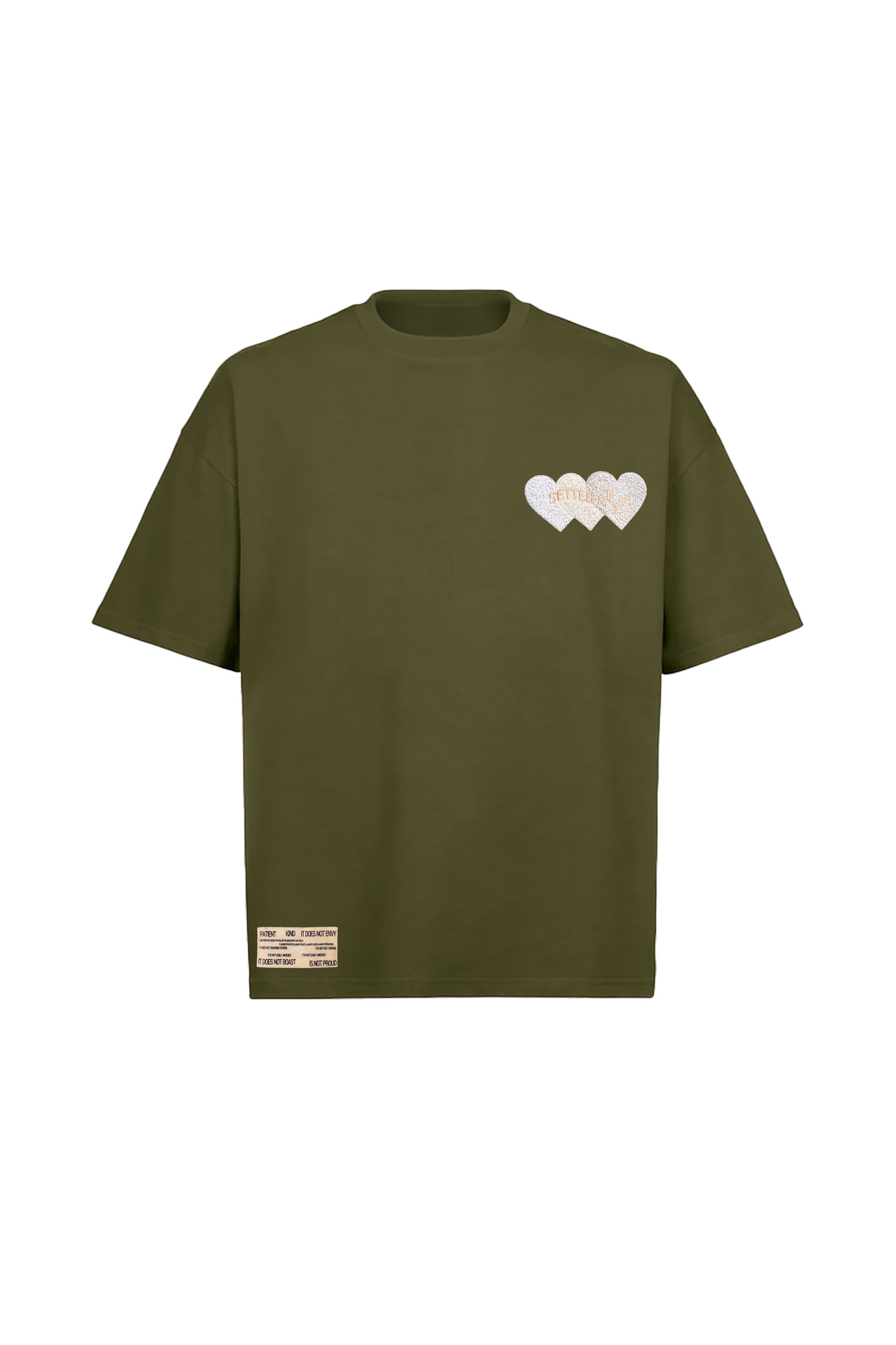 Corinth Love Code Khaki Green Oversized Boxy Tee
