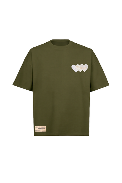 Corinth Love Code Khaki Green Oversized Boxy Tee - Setted Apart